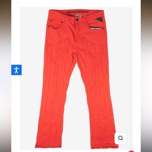 GTL4 STACKED FRAYED JEANS RED- SIZE 32/34 NWT